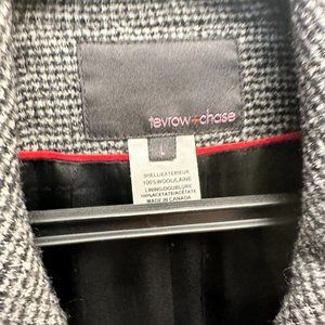 Tevrow & Chase 100% Wool Coat Grey Tweed 3/4 length